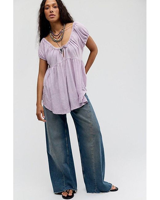 Free People Blue Bella Babydoll Top