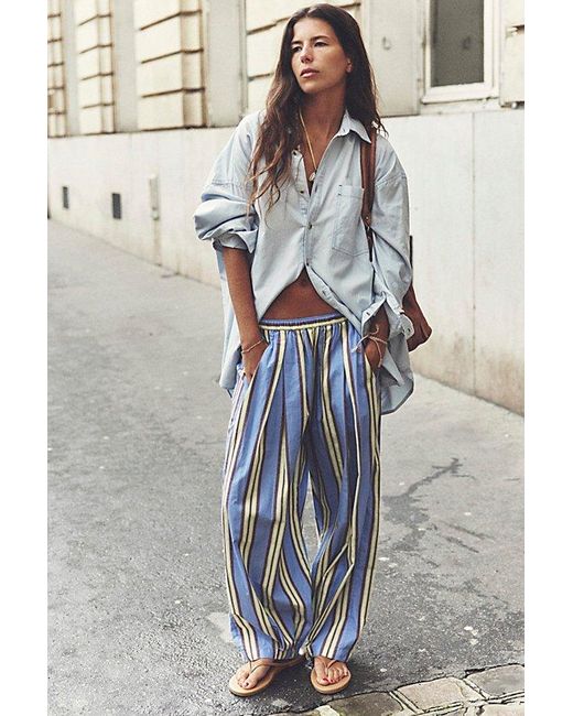 Free People Green To The Sky Striped Parachute Pants