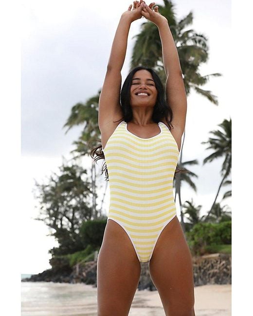 Solid and shop striped lemon swimsuit