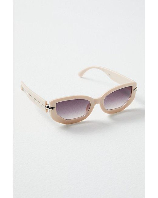 Free People Multicolor Lucia Recycled Oval Sunnies At In Vanilla