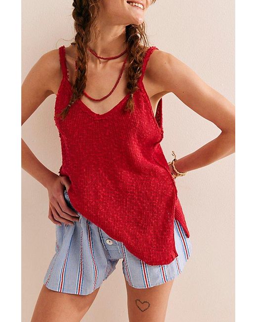 Free People Red Don't Go Tank Top