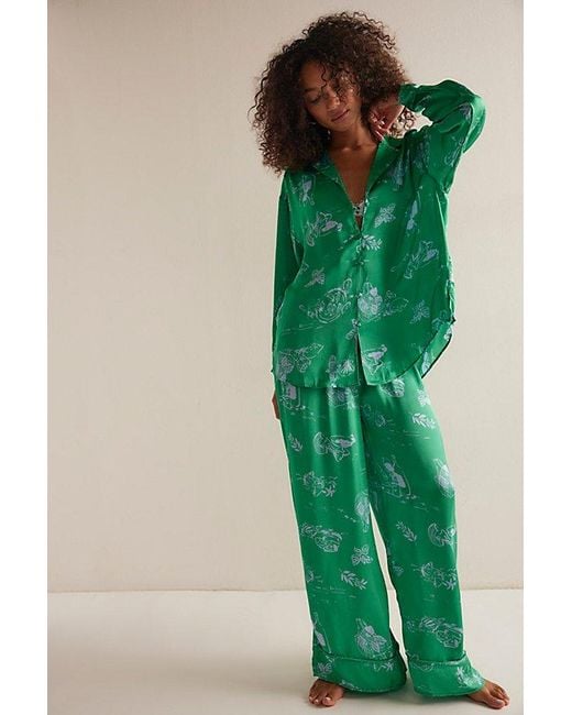Free People Green Dreamy Days Pajama Set