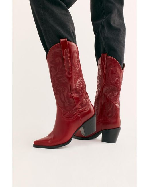 Free People Red Dagget Western Boots By Jeffrey Campbell