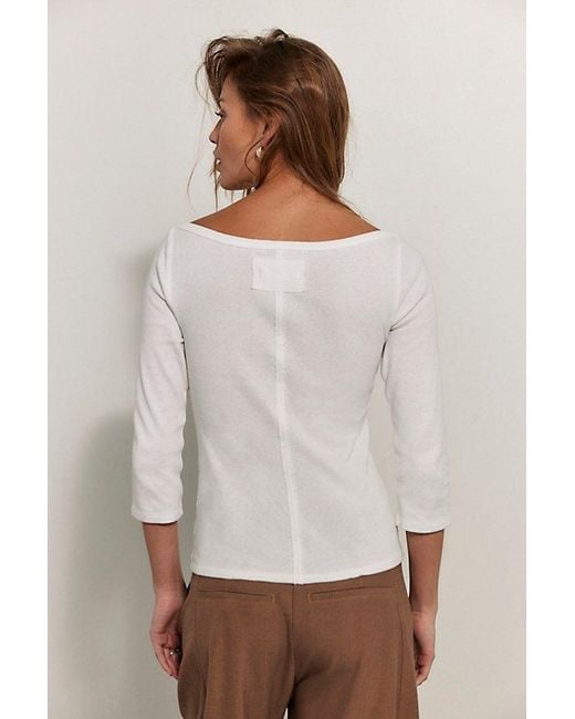 Free People Natural Atlas Boat Neck Top