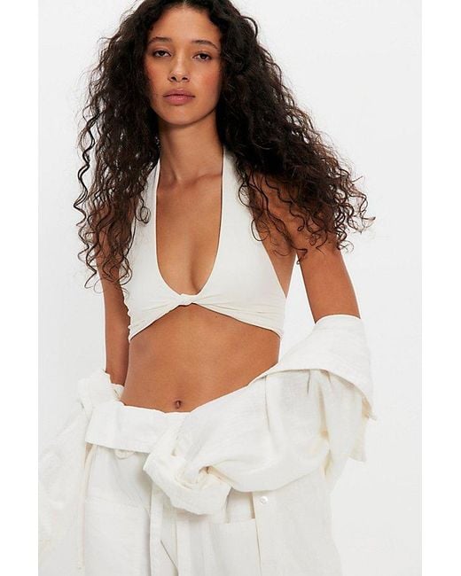 Intimately By Free People White Round Two Twisted Halter Bralette By