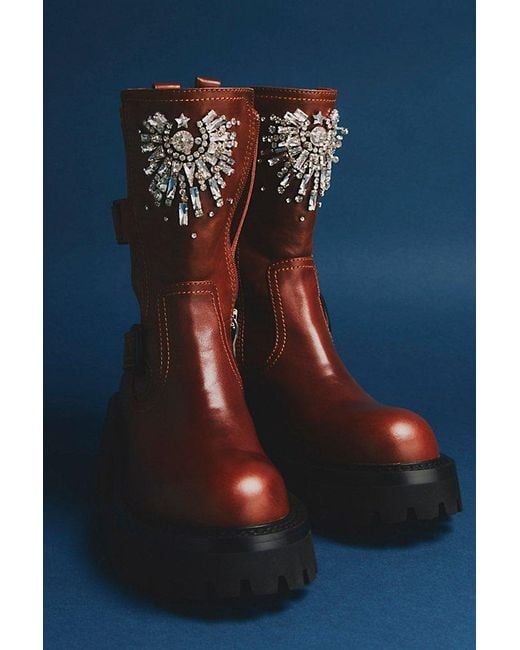 Nan-Ku Couture Blue Glasgow Embellished Boots By