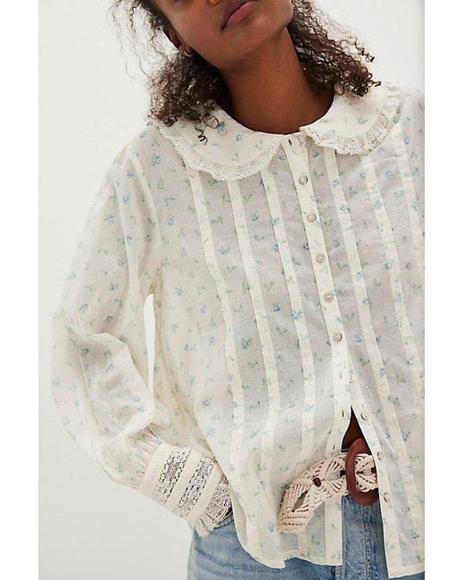 Free People White Emmeline Button-Down Blouse