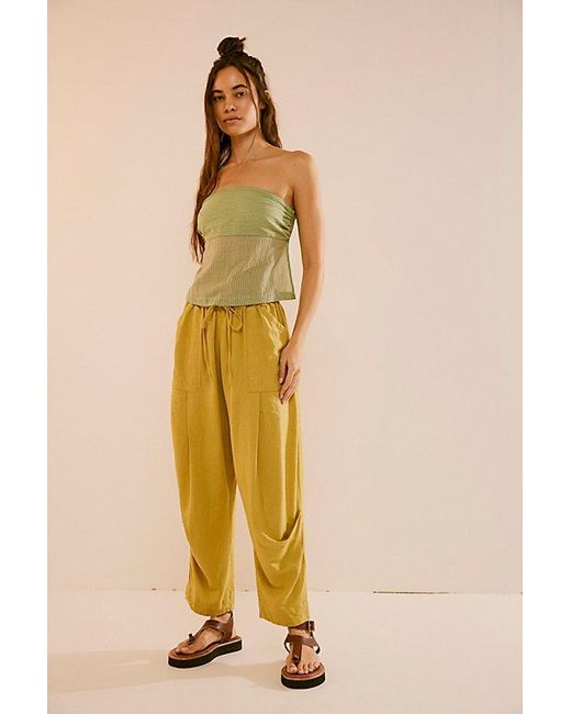 Free People Yellow Take Me With You Linen Pants