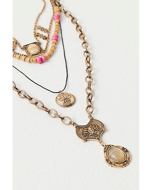 Free People Multicolor Andromeda Layered Necklace At In Gold Hot Pink
