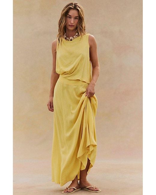 free people yellow midi dress Free People via gingham cami midi dress in yellow