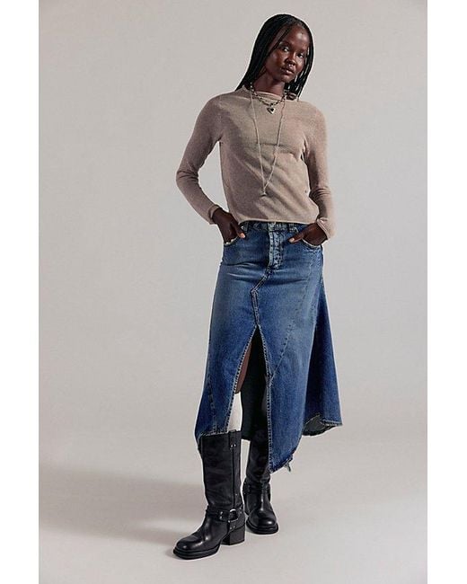 Free People Blue Aquarius Maxi Skirt