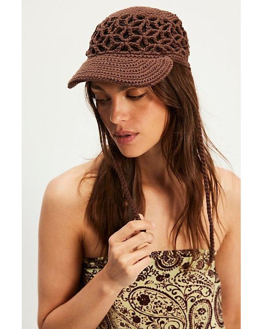 Free People Silvie Crochet Baseball Hat in Brown | Lyst UK display picture 1