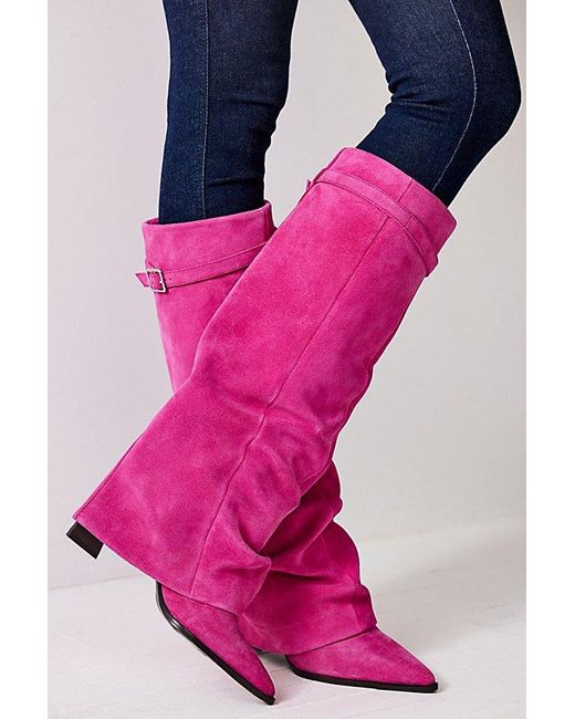 Free People Pink Felicity Foldover Boots