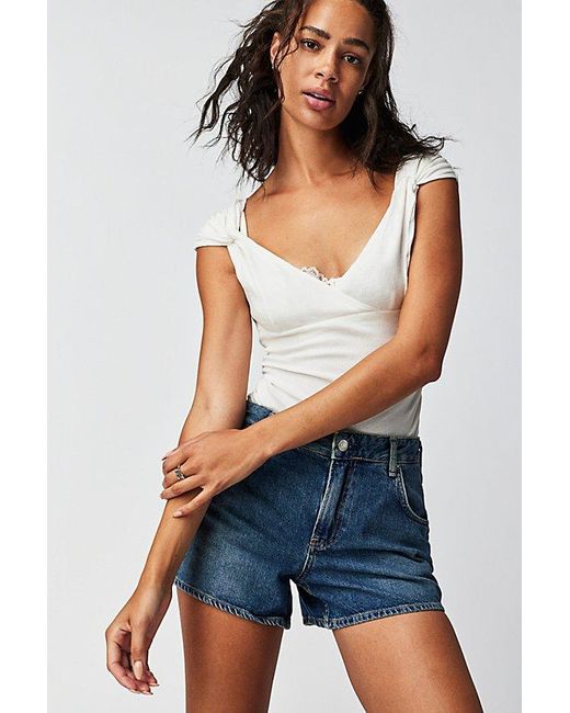 Free People Blue Crvy Word On The Street Shorts