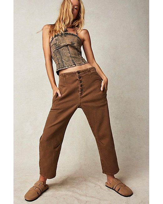 Free People Multicolor Osaka Jeans At Free People In Tree Bark Brown, Size: 24