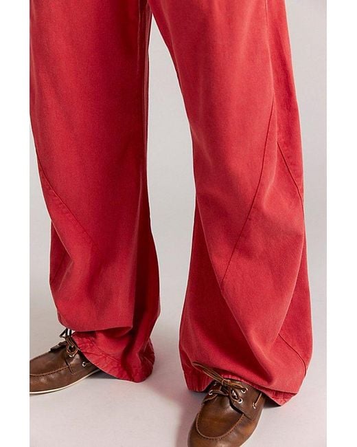 Free People Red Spotlight Washed Barrel Chino Trousers