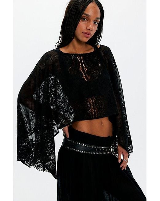 Free People Black Elsa Poncho Jacket