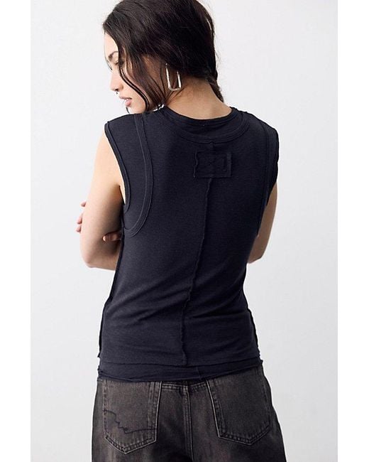 Free People Blue We The Free Tinsley Twofer Short Sleeve Top
