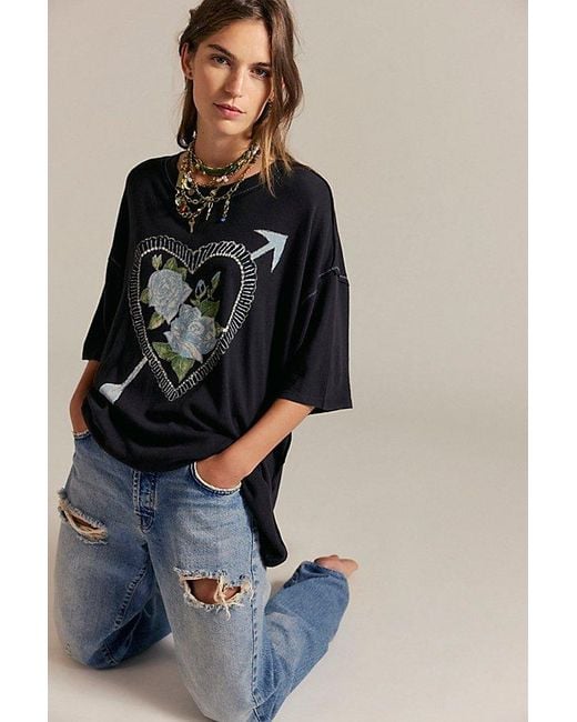 Free People Blue Love Rose Tee