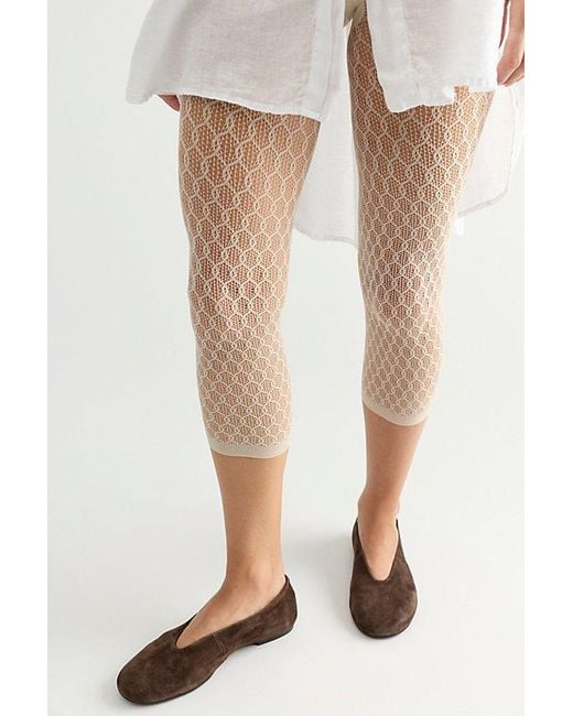 Free People Natural Laura Net Lace Capri Tights