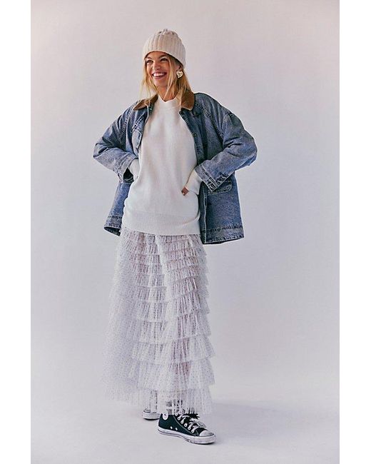 Free People Natural Return Of The Ruffle Maxi Slip Skirt