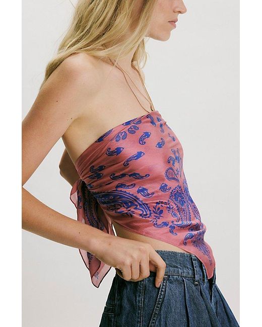 Free People Pink So Silk Printed Bandana