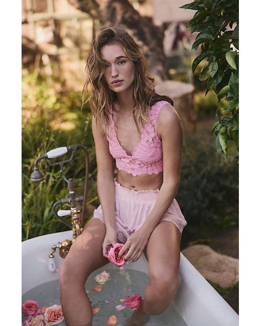 Intimately By Free People Red Petal Party Lace Plunge Bralette By