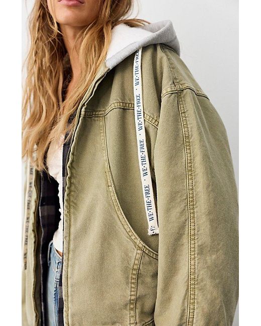 Free People Multicolor Iggy Hooded Denim Jacket