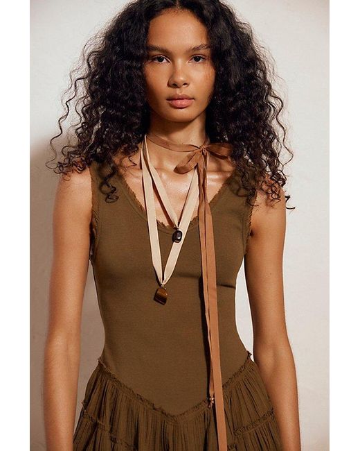 Free People Brown Wild Unknown Layered Necklace