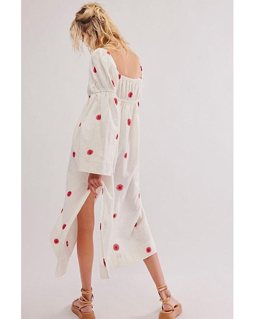 Free People Natural Emory Embroidered Midi Dress
