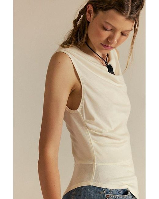 Free People Natural Lola Asymmetrical Hem Tank Top