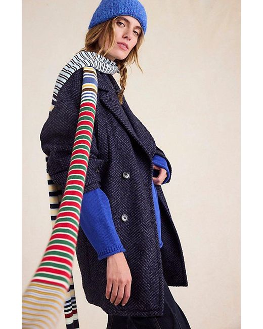 Free People Blue Stars Hollow Stripe Skinny Scarf