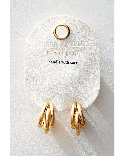 Free People Brown 14k Gold Plated Chelsea Hoops At In Gold