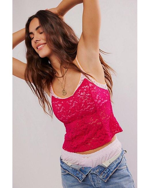 Free People Pink All Day Lace Cami