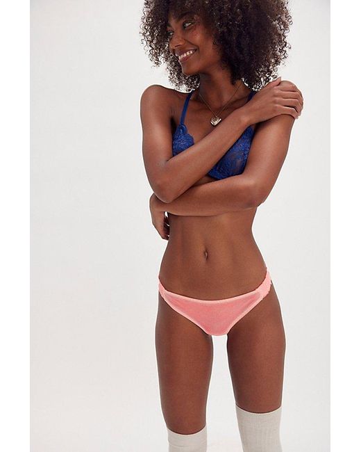 Free People Red Bella Mesh Thong