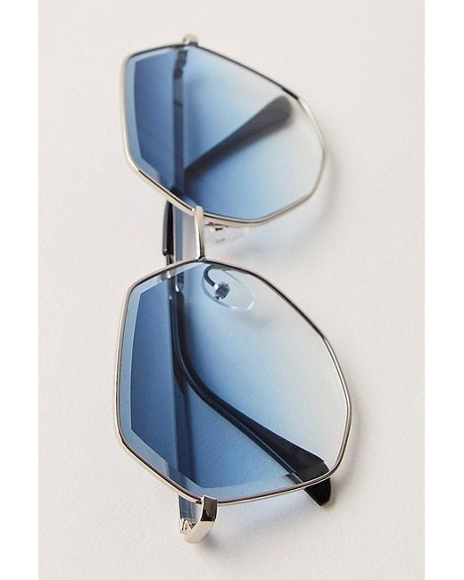 Free People Blue Jolene Oversized Round Sunglasses