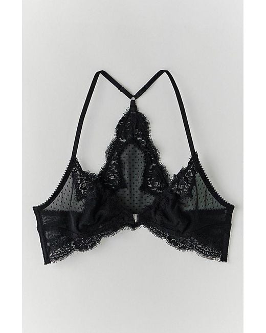 Intimately By Free People Black Fiona Mesh Front-Close Bralette By