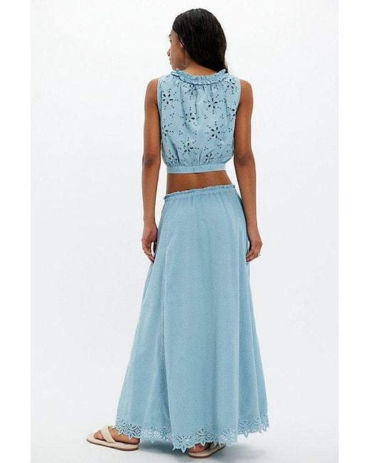 Free People Blue Madelyn Cotton Maxi Skirt Set