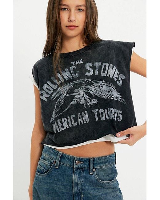 Daydreamer Black Rolling Stones American Tour Cropped Tank Top