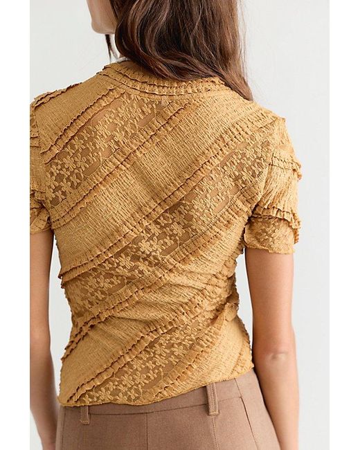 Free People Brown Solita Lace Top