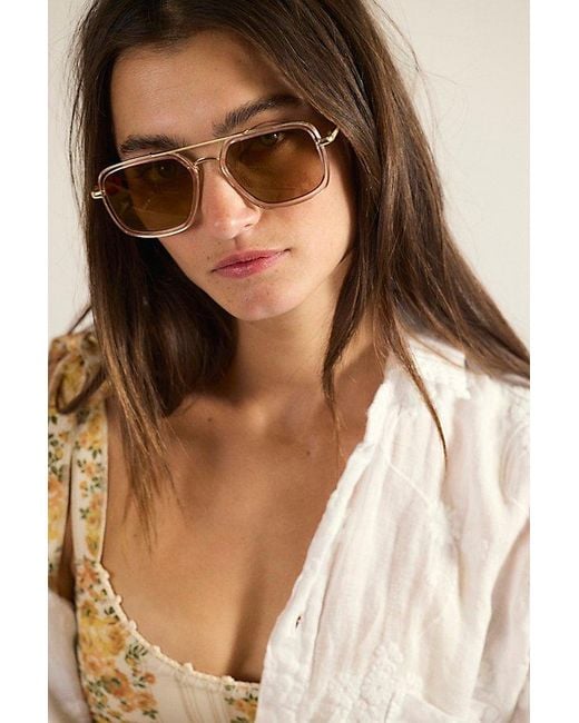 Free People Natural Luna Classic Tinted Aviator Sunglasses