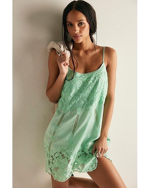 Free People Green Sweet Heirloom Mini Slip Dress