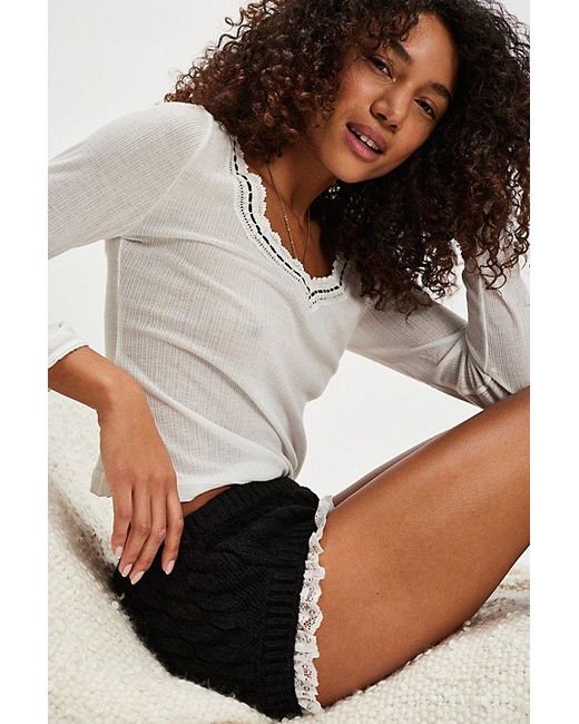 For Love & Lemons Black Milana Knit Briefs