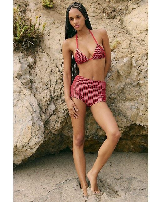 Rhythm Red Terry Tri Bikini Top