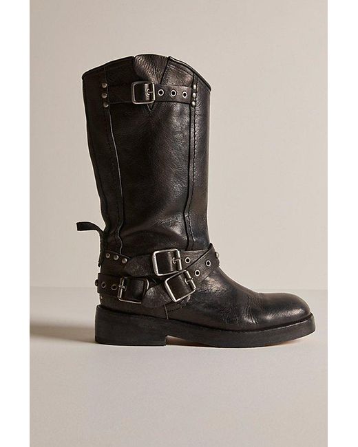 Free People Janey Engineer Boots At Free People In Black, Size: Us 6