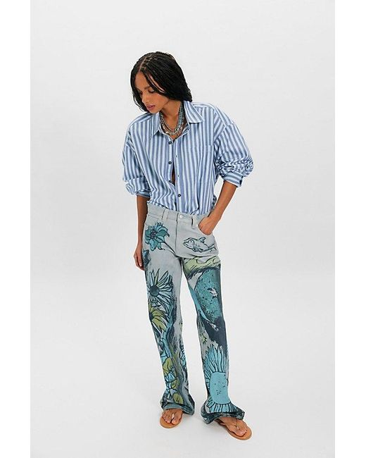 Free People Blue Freddie Striped Shirt