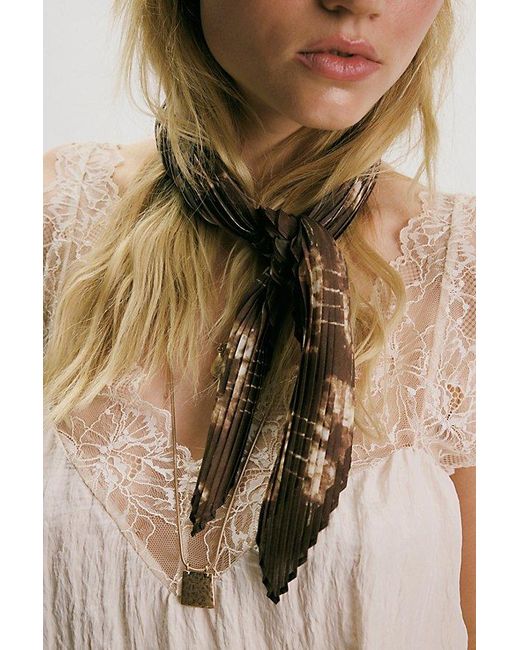 Free People Natural Pleated Printed Skinny Bandana