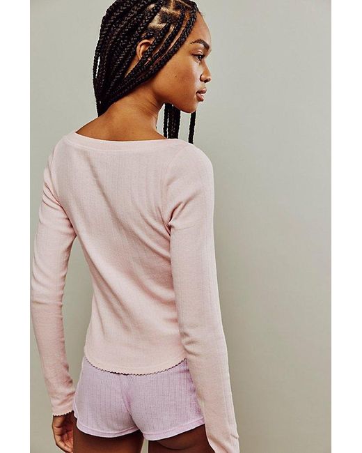 Free People Pink Coffee Chat Long-sleeve