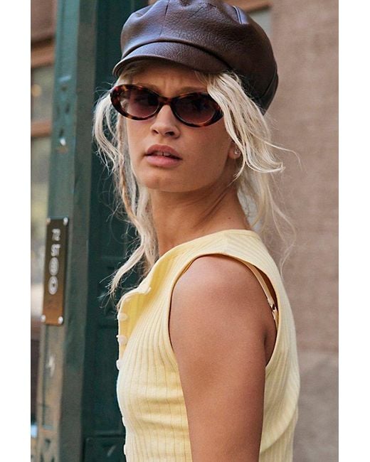 Free People Brown Carrie Distressed Lieutenant Hat
