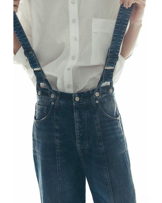 Free People Blue Berkley Suspender Jeans